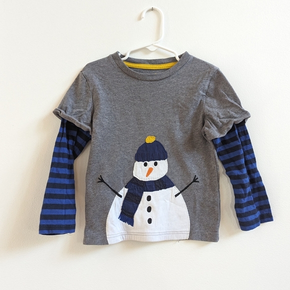 Mini Boden Shirt Boys Sz 3-4y Gray Snowman Christmas - Picture 1 of 4